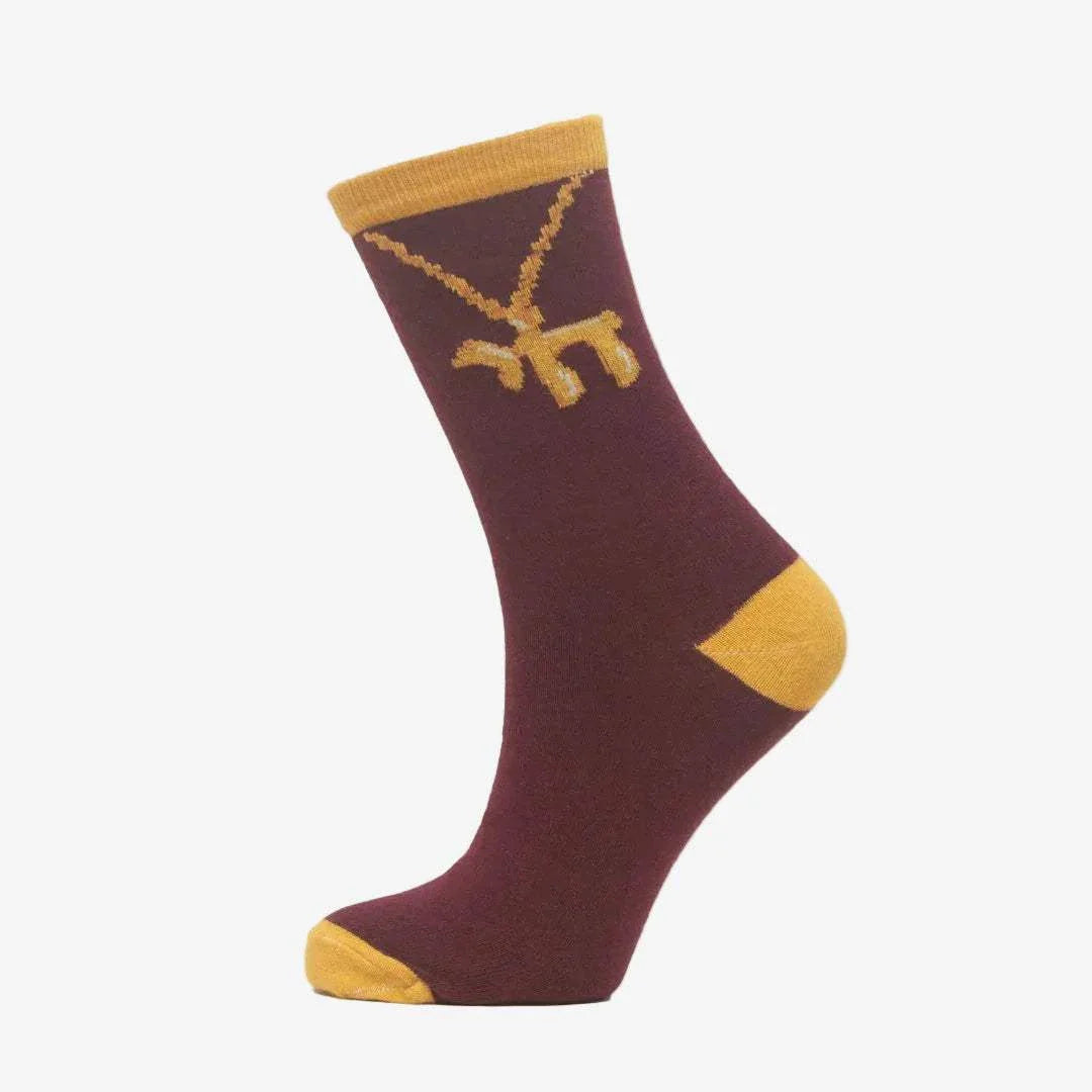 Chai Necklace fun socks featuring Hebrew Chai design, made in Israel, showcasing Kremo Fun Socks style