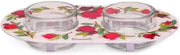 Yair Emanuel Shabbat candle holders metal base with vibrant pomegranate design and glass cups for tea light candles