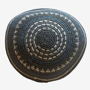 Handmade 12 cm yarmulke from Jerusalem with intricate embroidery and neutral full-pattern design