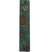 Pomegranate Painted Wooden Mezuzah | Yair Emanuel