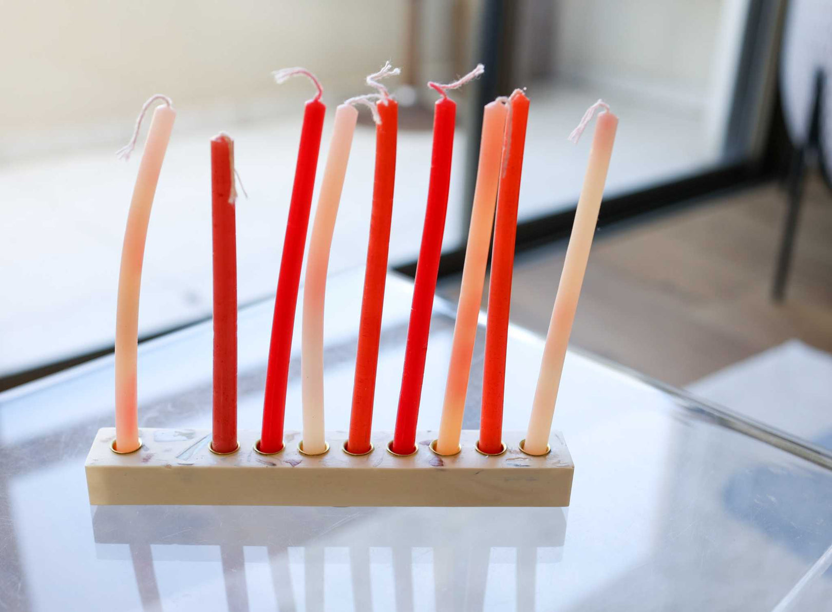 Israeli Seashell Chanukah Menorah handcrafted with real seashells and eco-friendly Jesmonite in white