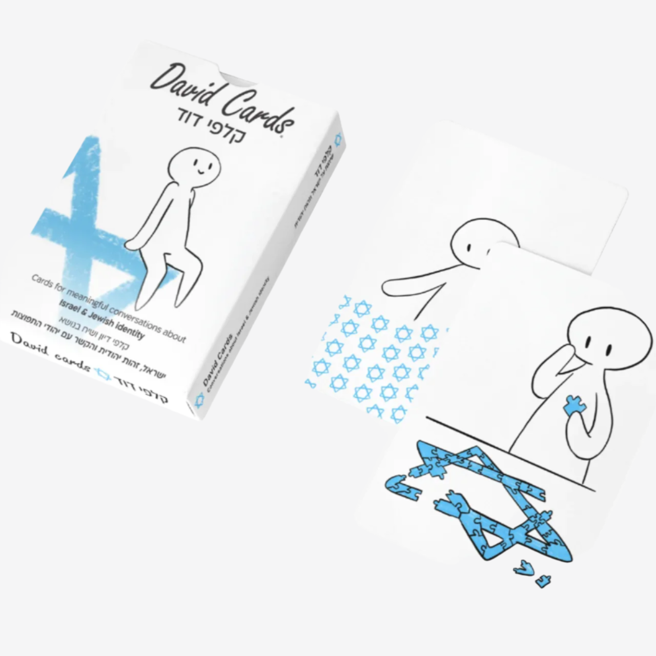 David Cards Israel education set with Star of David and illustrated character for Jewish identity and connection discussions
