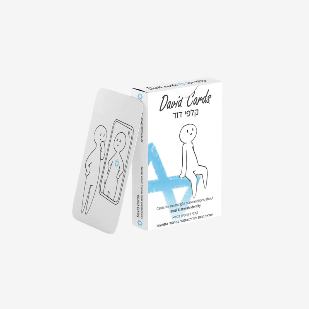 David Cards Israel education card set with Star of David and fictional character for Jewish identity discussions