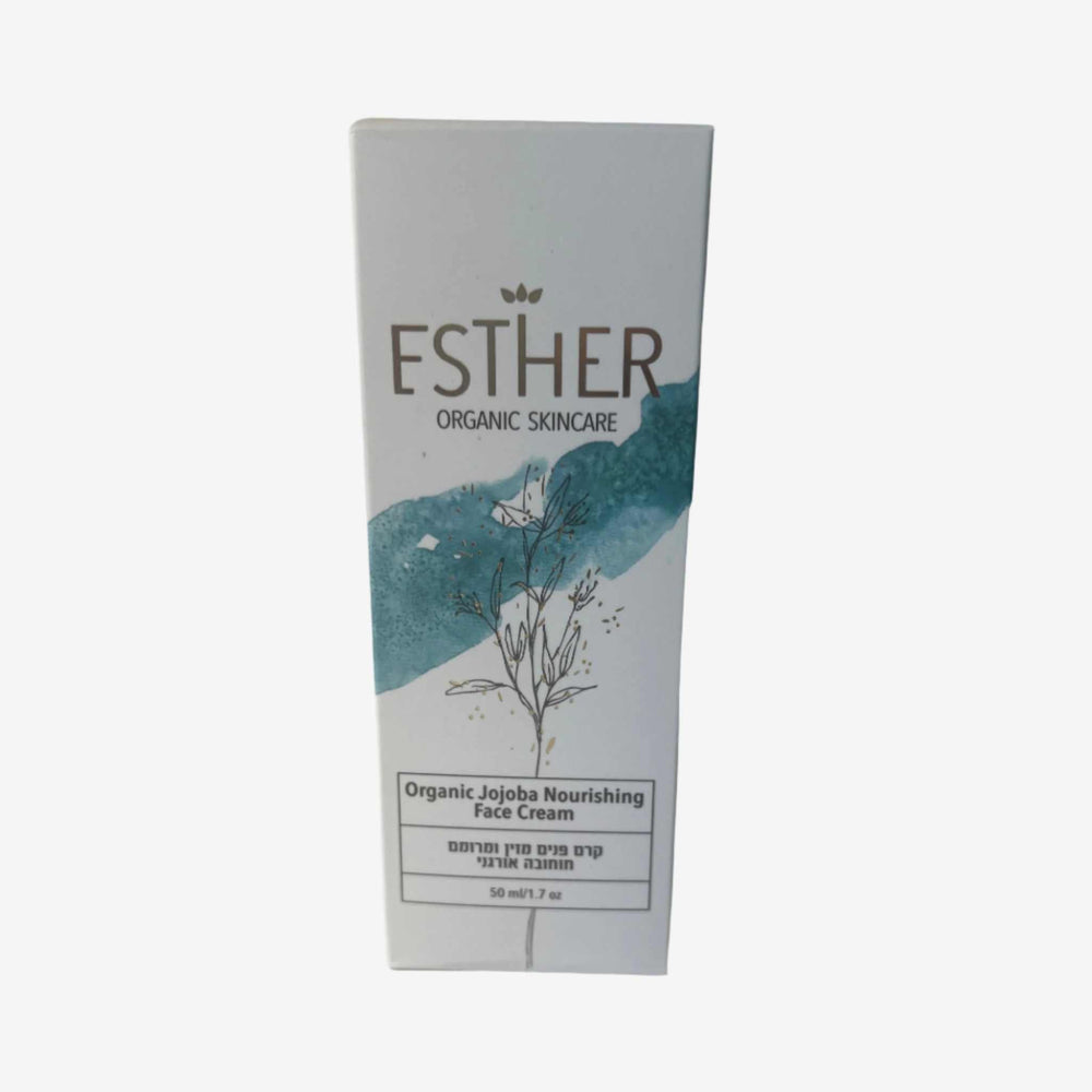 Jar of ESTHER Organic Jojoba Nourishing Face Cream for hydrating and firming skin