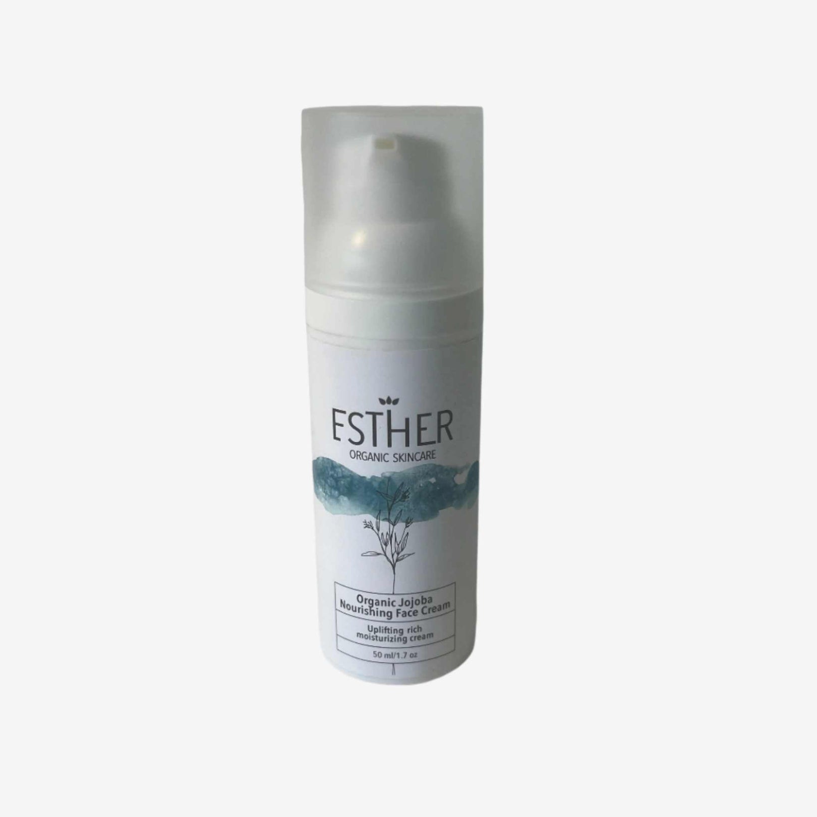 Jar of ESTHER Organic Jojoba Nourishing Face Cream for hydrating and firming skin