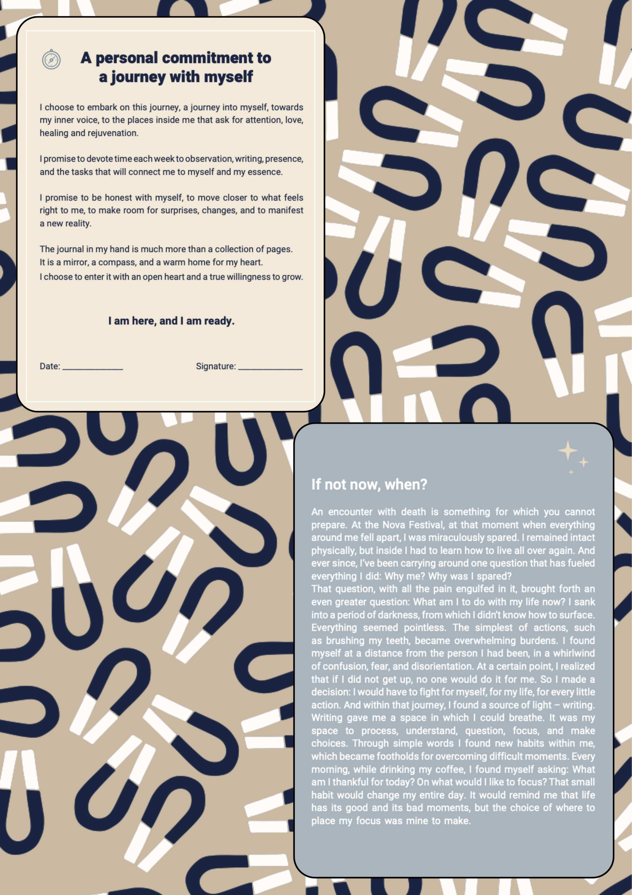 Magnet to My Reality Journal with personal growth prompts and magnetic closure on abstract cover design