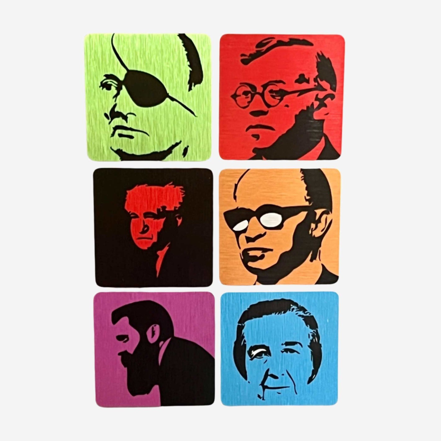Colorful Israel Magnet set featuring pop-art portraits of six Zionist leaders by Ofek Wertman Design Studio