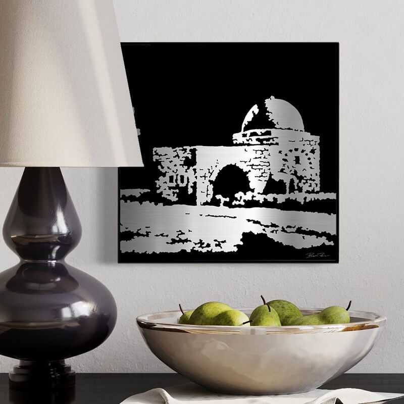 Modern black acrylic lasercut art of Kever Rochel Rachel’s Tomb by Ben Zion Fine Arts