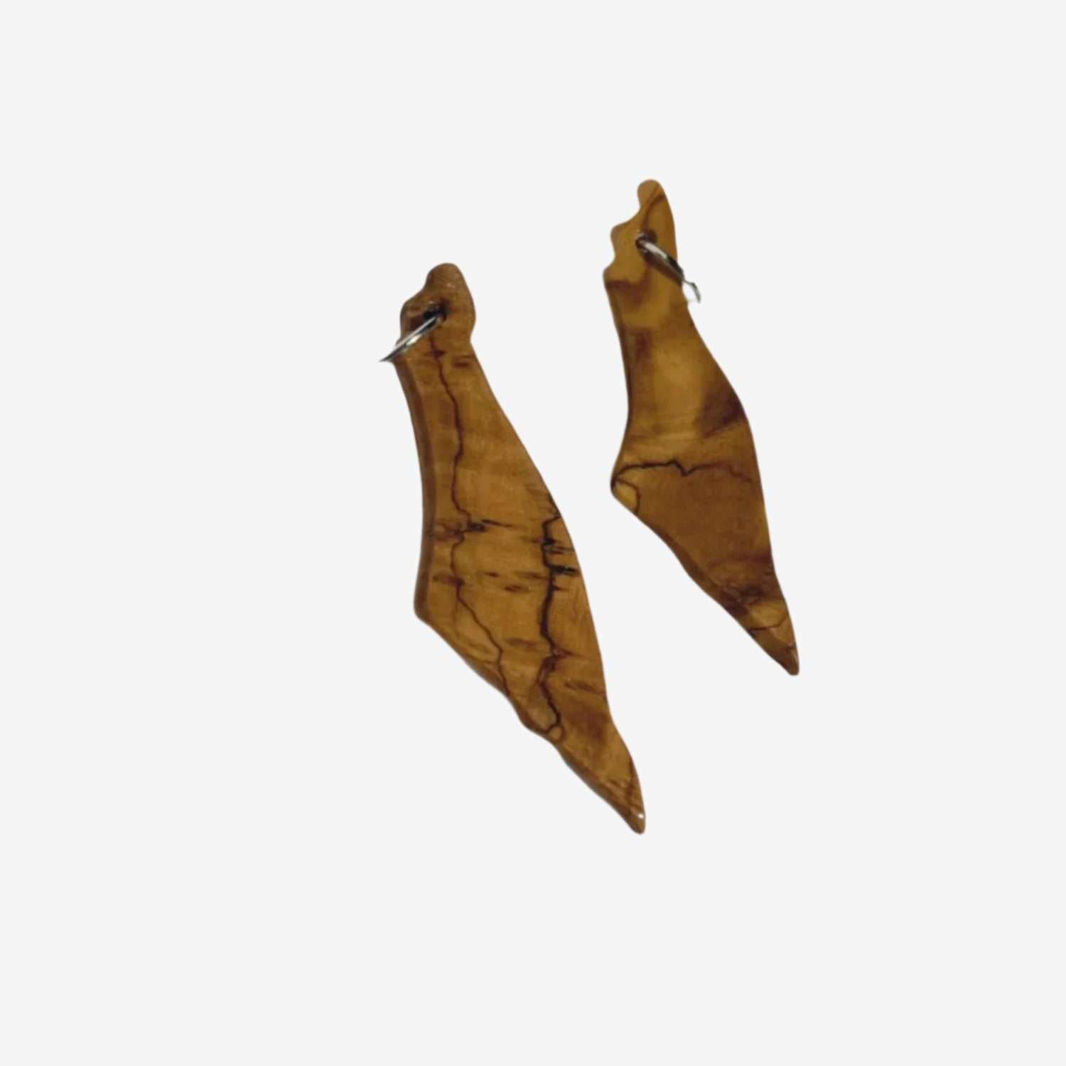 Handmade olive wood necklace from Israel with natural grain and smooth finish