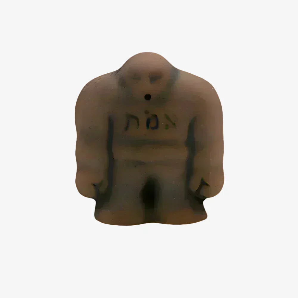 Small brown Golem statue symbolizing strength and solidarity with IDF soldiers and their families.