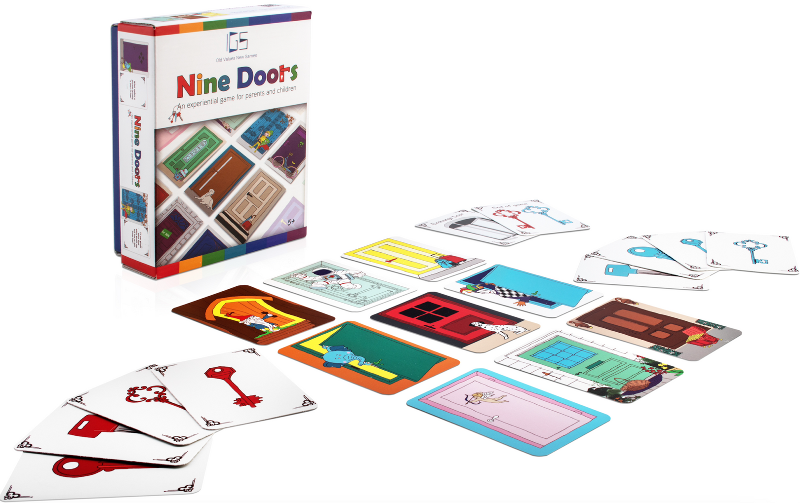 Nine Doors card game by IGS Studio promoting parent-child connection and emotional dialogue through Tic-Tac-Toe style gameplay.