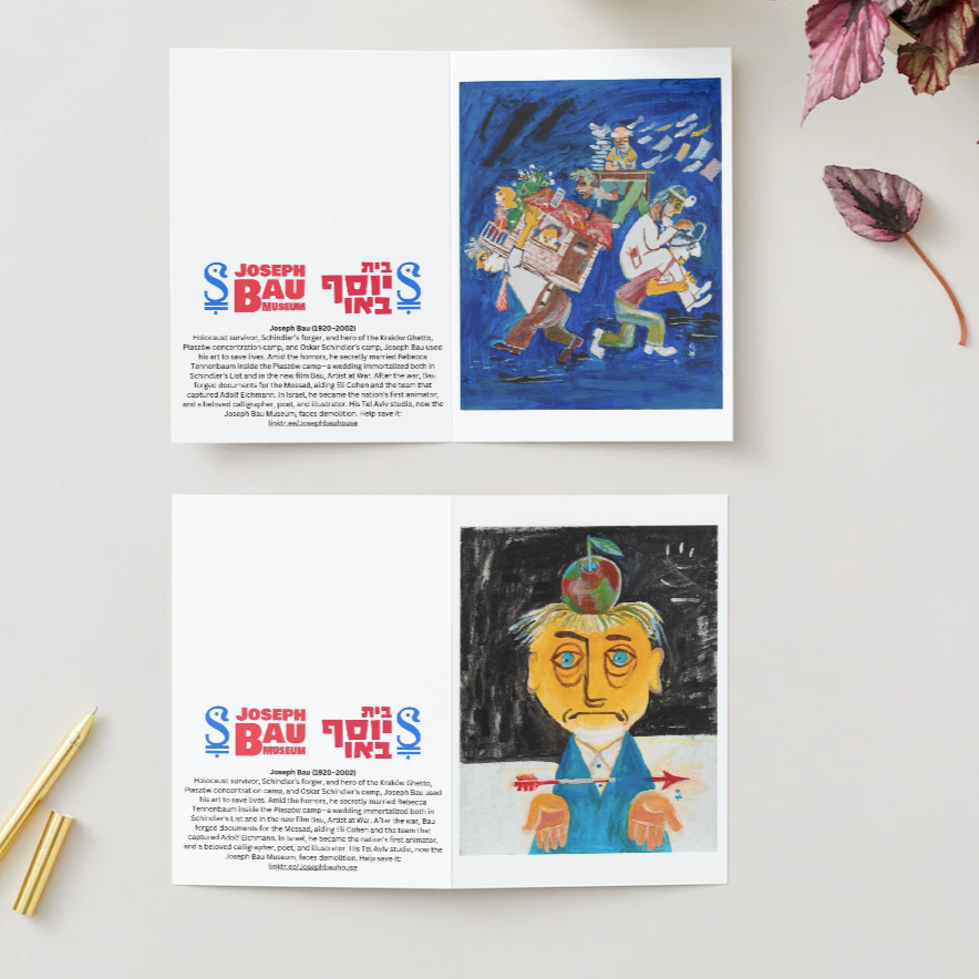 Set of 10 greeting cards featuring Joseph Bau's artwork with matching envelopes and blank inside for any occasion