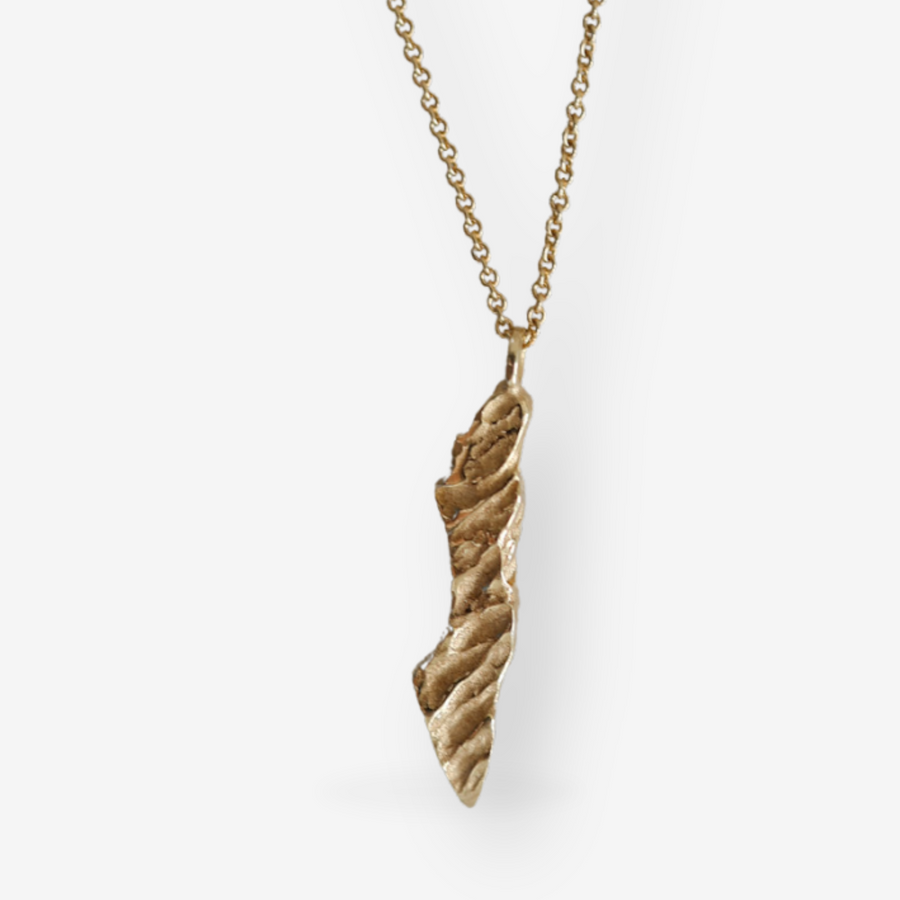 Handmade gold Israel necklace pendant on a 50 cm chain, symbolizing resilience and solidarity by VER Jewelry
