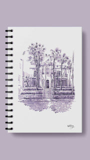 A5 spiral-bound journal with original Tel Aviv watercolor cover by Vitsky, featuring vibrant city scenes from Israeli artist.