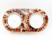 Handmade Israeli dried flowers tea light candle holder in clear epoxy resin by Epoxy Lady