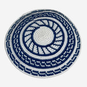 Handmade 12 cm neutral-colored yarmulke with intricate embroidery from Jerusalem, blending tradition and modern craftsmanship