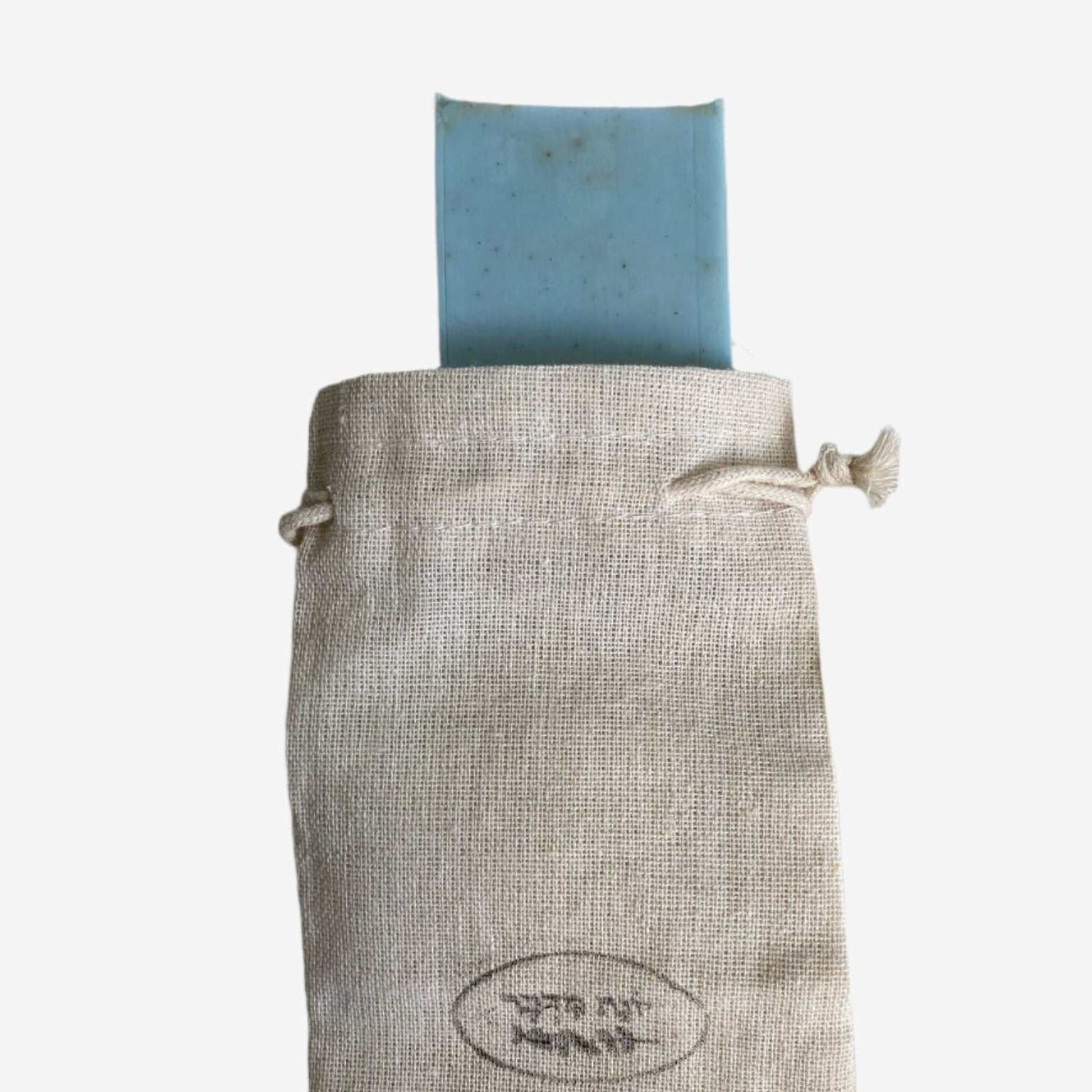 Handmade lavender soap from Israel's Negev in a cloth bag by Yonat Midbar