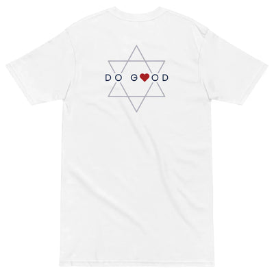 White T-shirt supporting Sword of Iron Volunteer Corp. printed in Israel by local small business