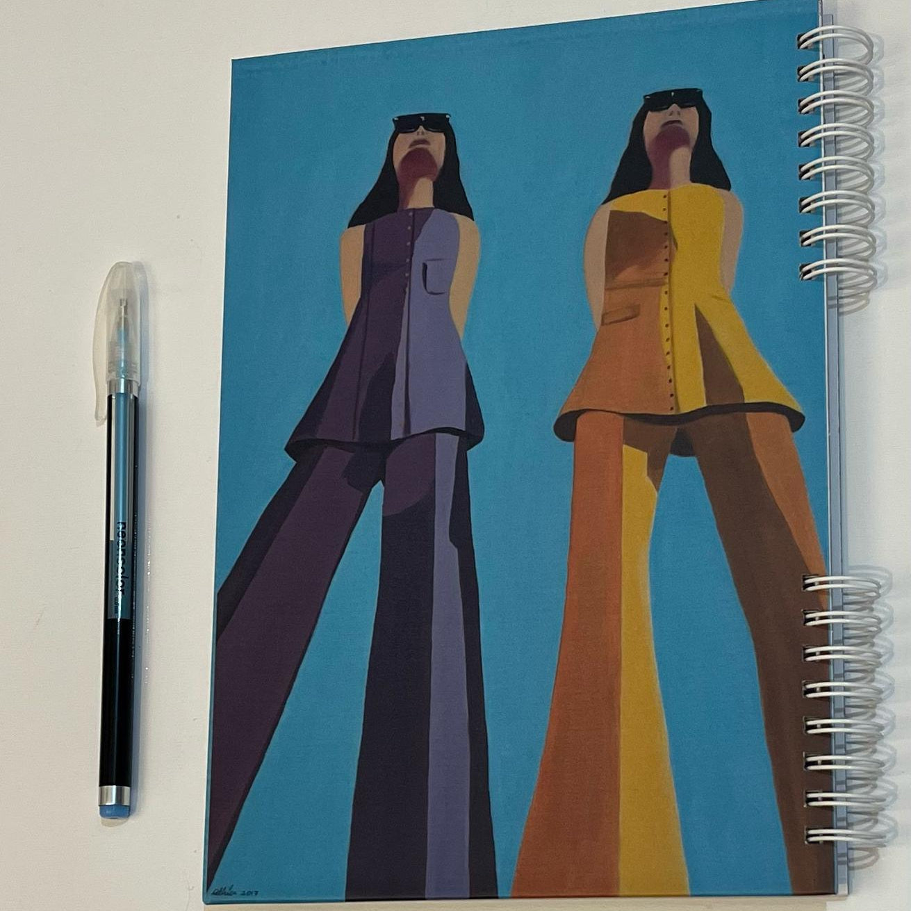 Colorful A5 notebook featuring Israeli artist Dikla Carmely's vibrant artwork inspired by fashion and pop art