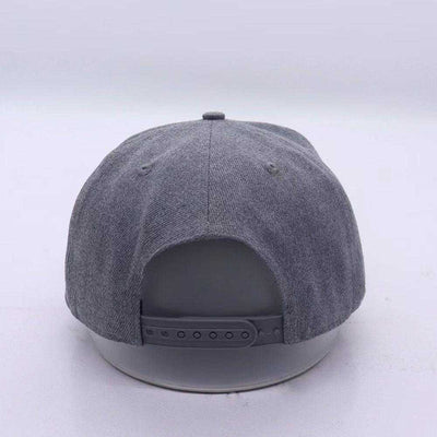 Grey Nova We Will Dance Again snapback hat in textured fabric, featuring an adjustable plastic closure and no visible front graphic.